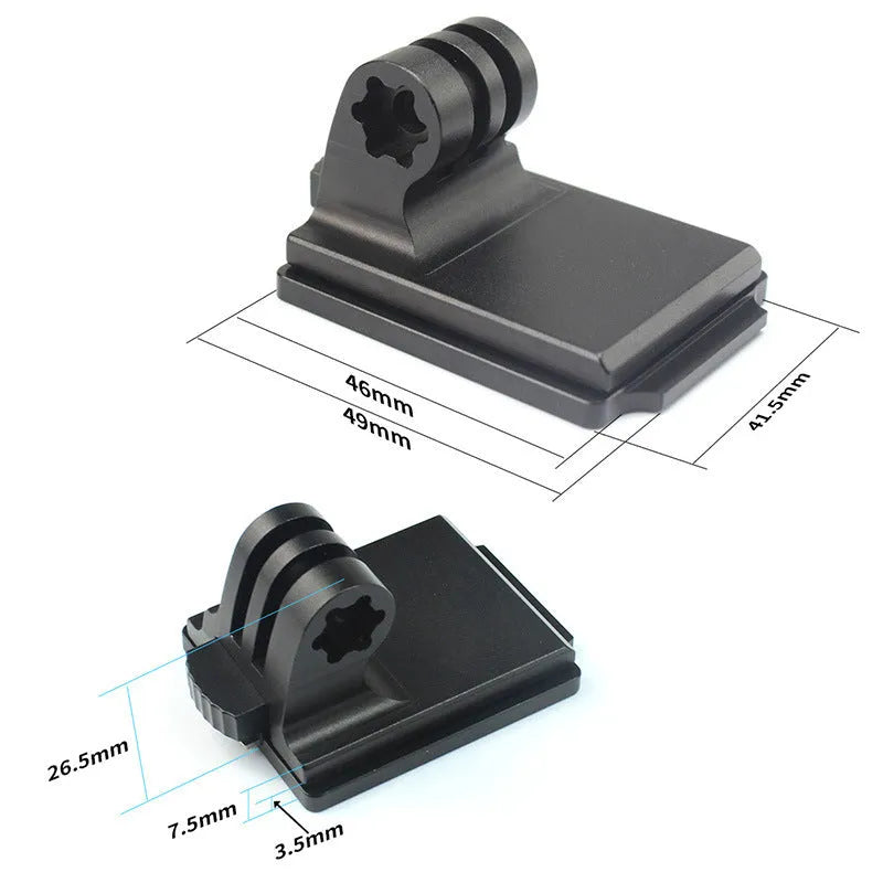 Black aluminium alloy and plastic helmet holder extension rod for GoPro Hero 3 and Hero 4 cameras.