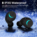 Black TWS Bluetooth headset wireless earbuds with charging case on white background