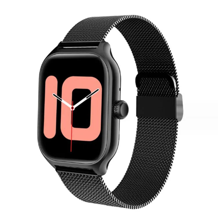 Bluetooth smart watch with full touch screen on silicone strap, showing heart rate monitoring display.