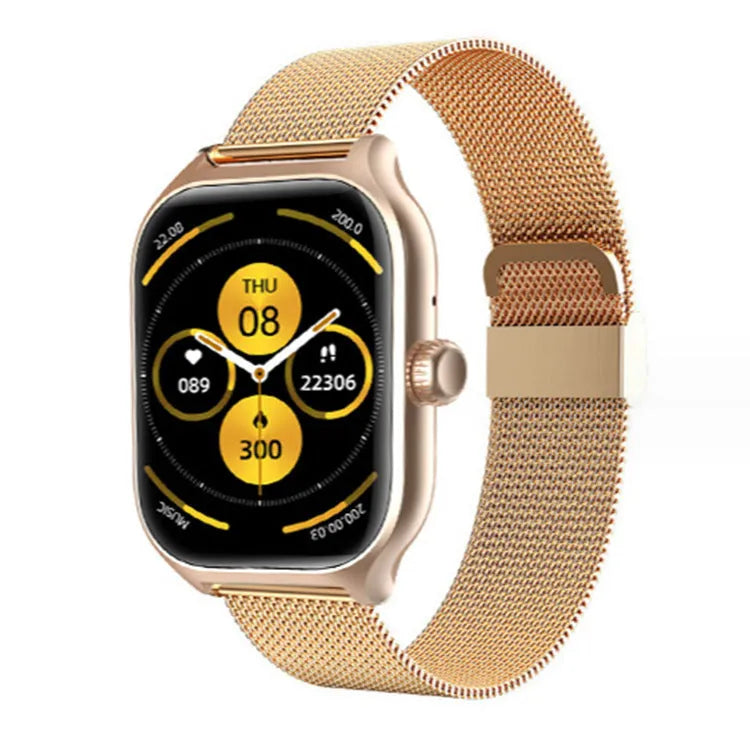 Bluetooth smart watch with full touch screen on silicone strap, showing heart rate monitoring display.