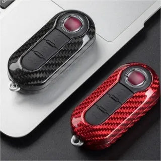 Carbon fiber key cover shell replacement set in black finish
