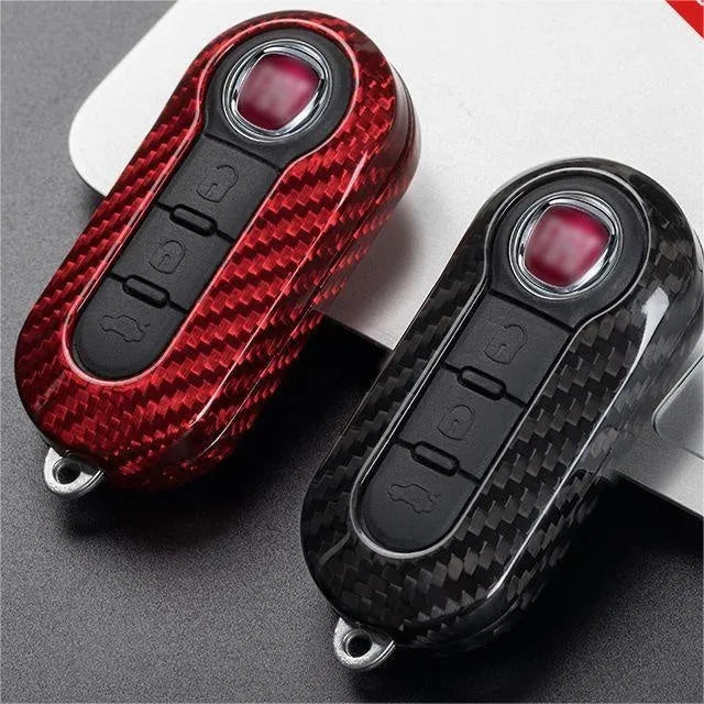 Carbon fiber key cover shell replacement set in black finish