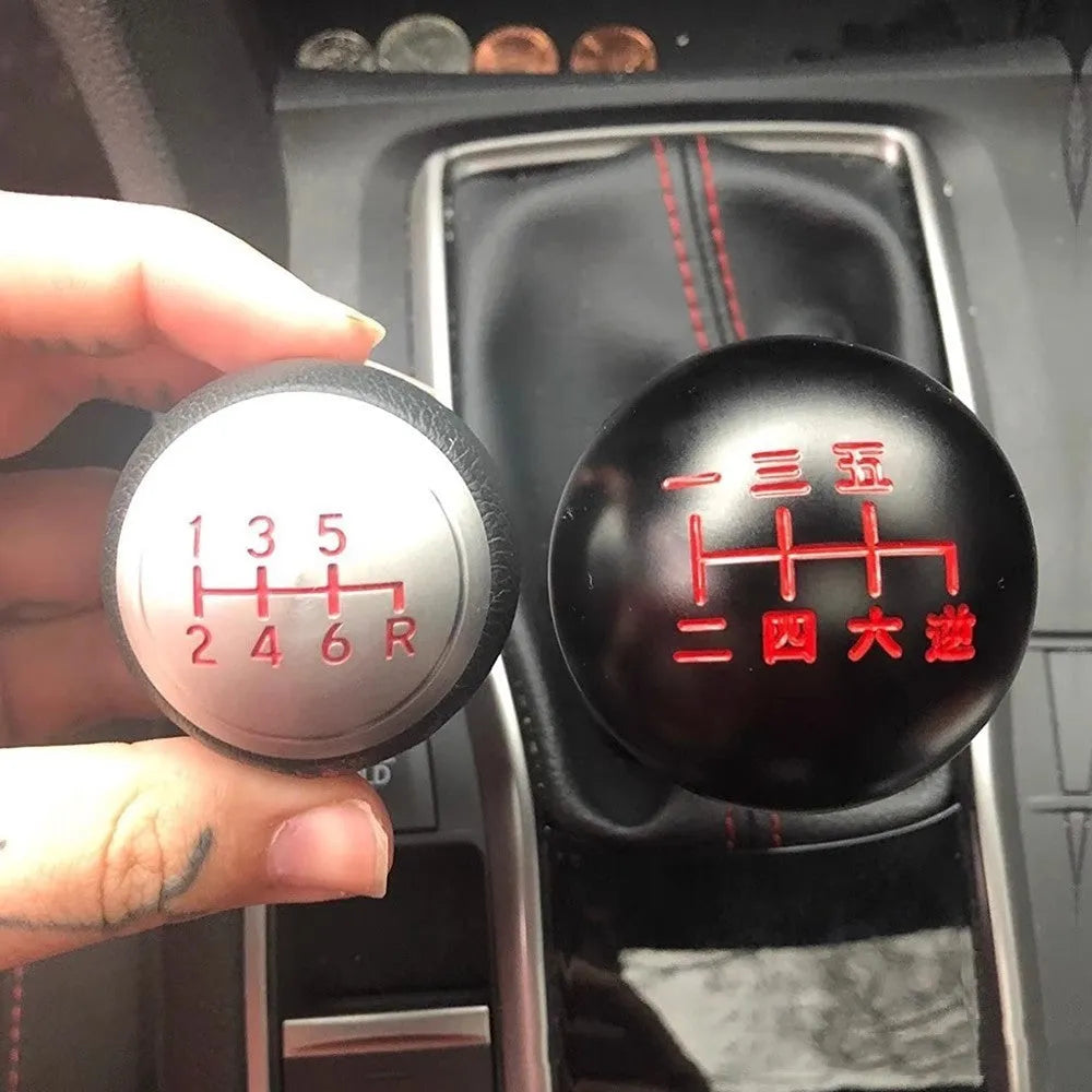 Aluminium alloy car gear shift head in one of five colour styles: A, B, C, D, or F.