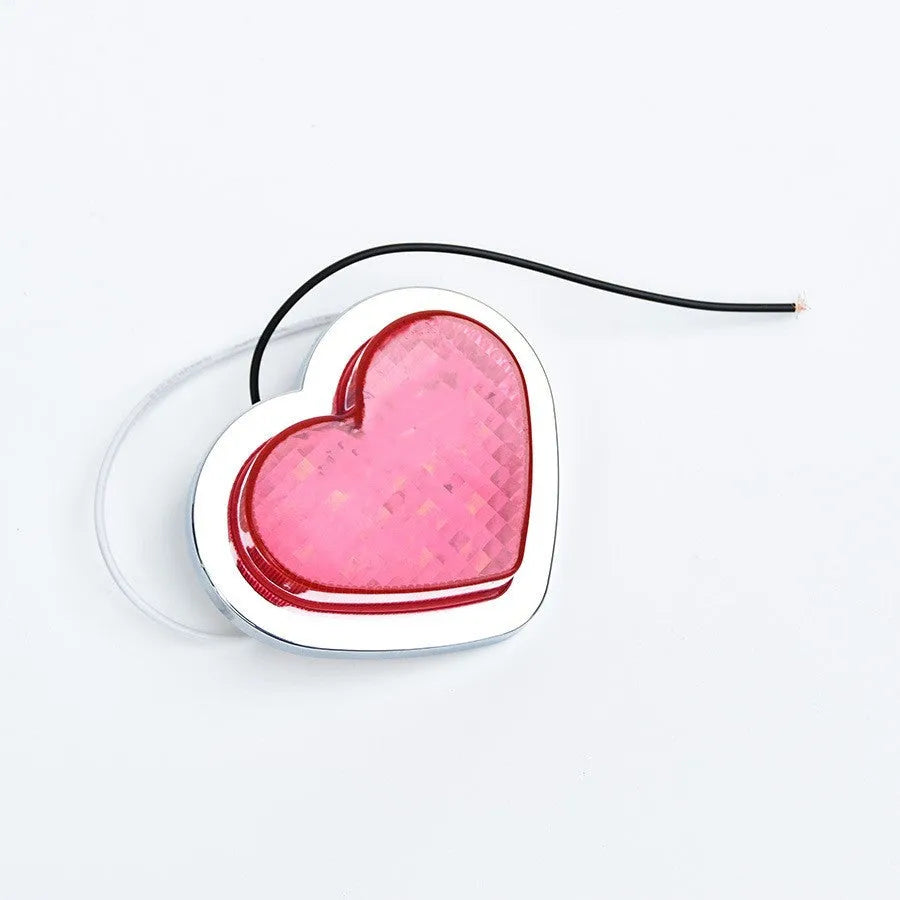 Heart-shaped 12V LED auto sidelight for fender mounting in multiple colour options