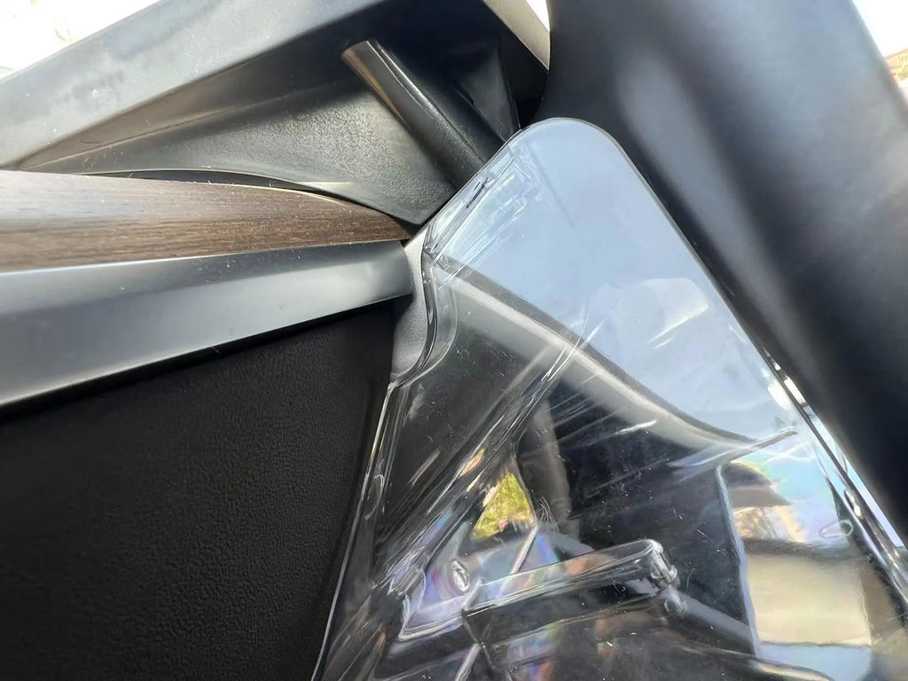 Black ABS storage box placed under Tesla Model 3 centre screen