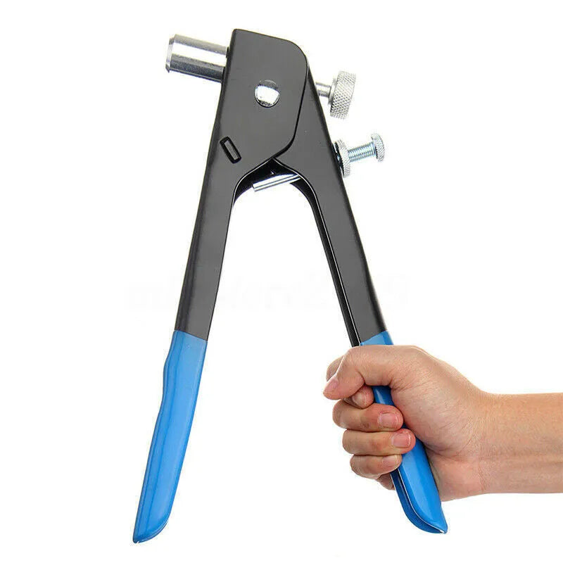 Alloy steel manual riveter nut tool set with replacement mandrels and rivet nuts