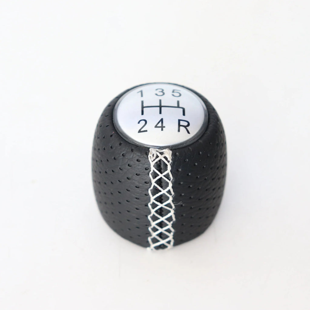 Sewn wrapped perforated PU gear shift knob handball for Alpha vehicle in black line with matte cover