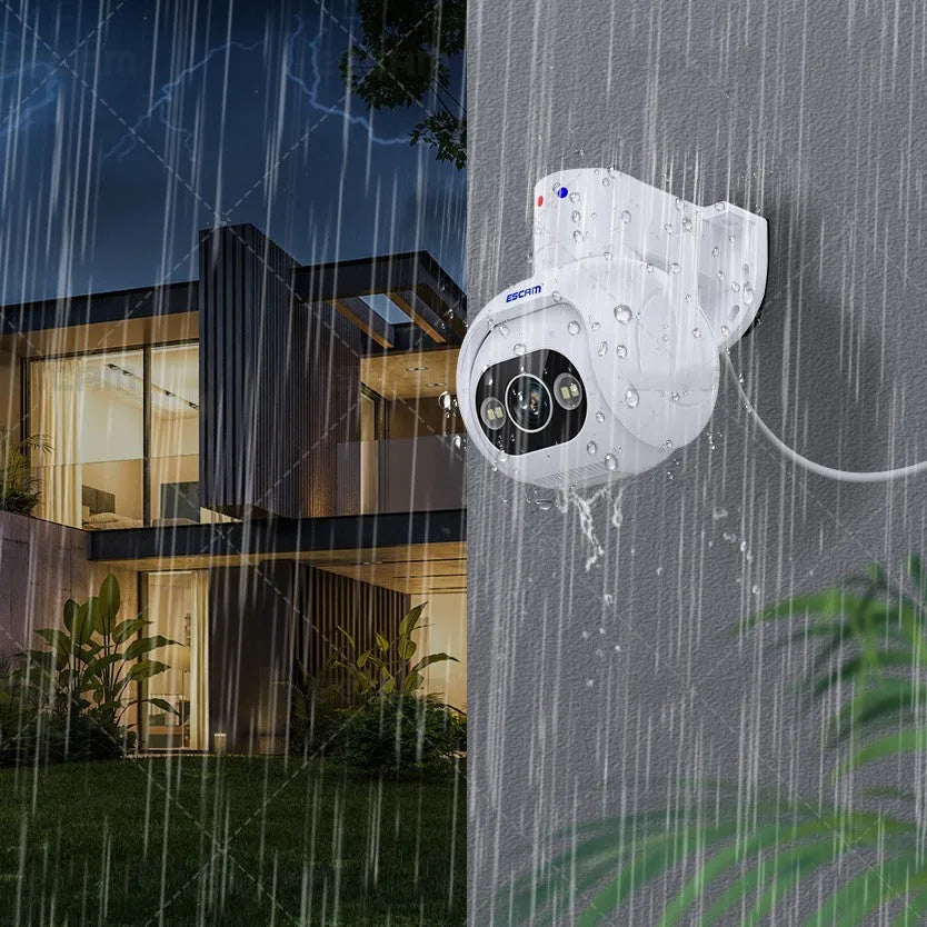 White Smart Color Night Vision H265 4MP security camera with wall mount bracket
