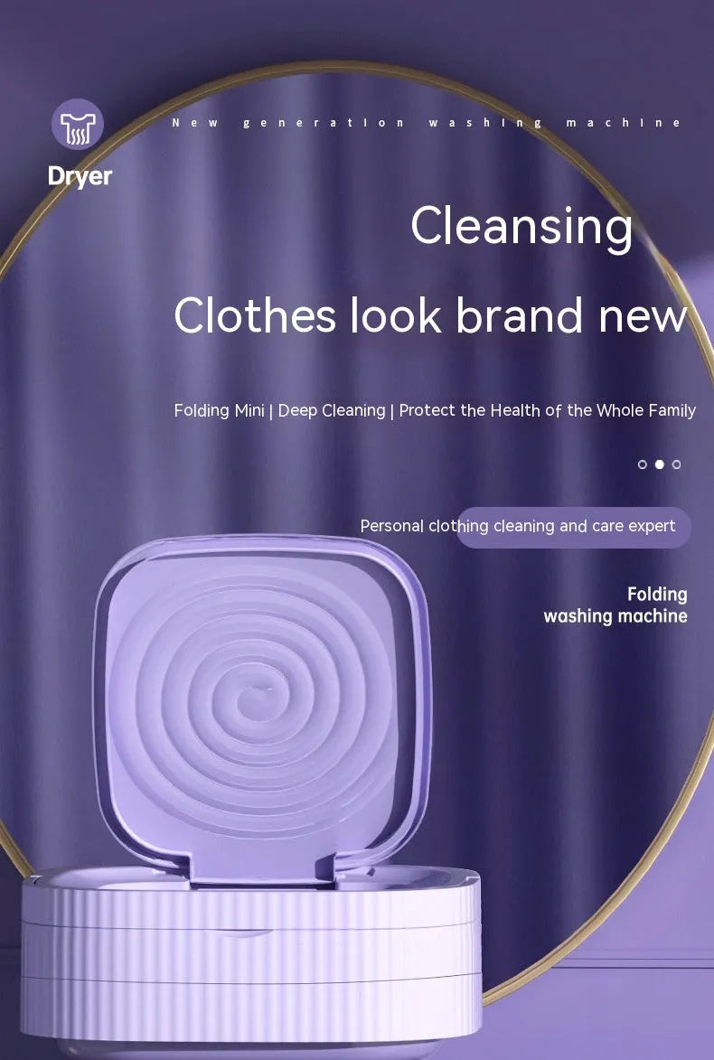 Plastic folding washing machine with 10L drain basket for underwear and small items, green