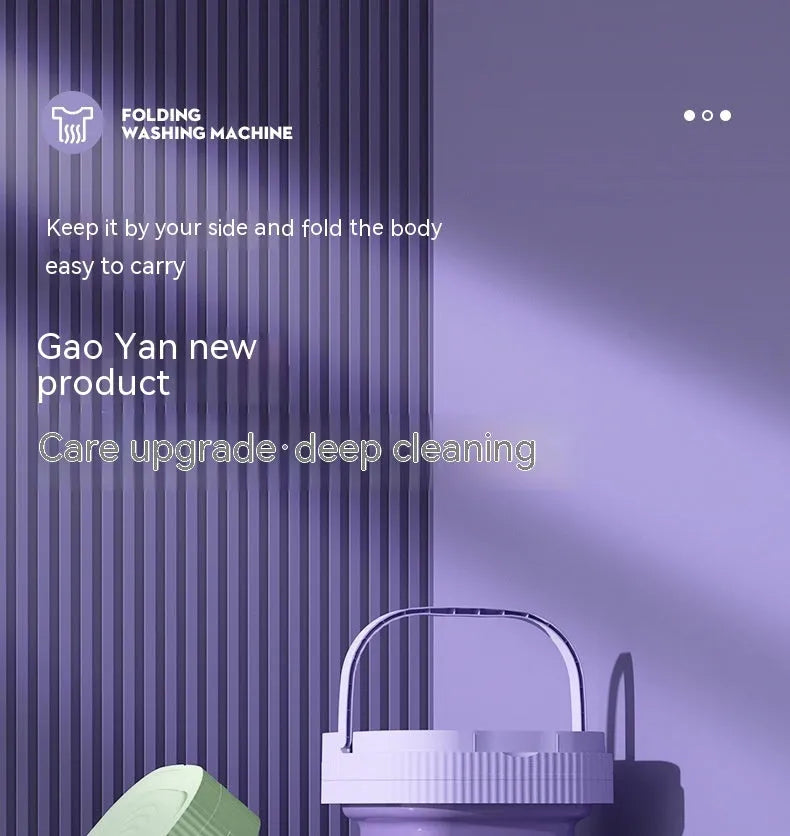 Plastic folding washing machine with 10L drain basket for underwear and small items, green