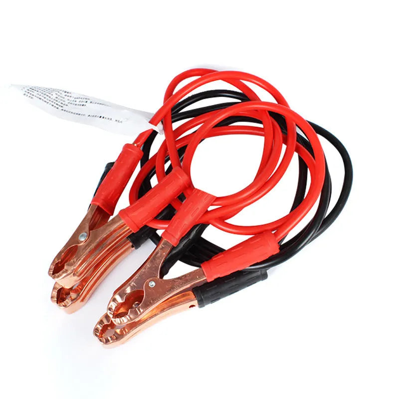 Car battery clip kit with black and red 500A clamps on 2m PVC copper cable in OPP bag