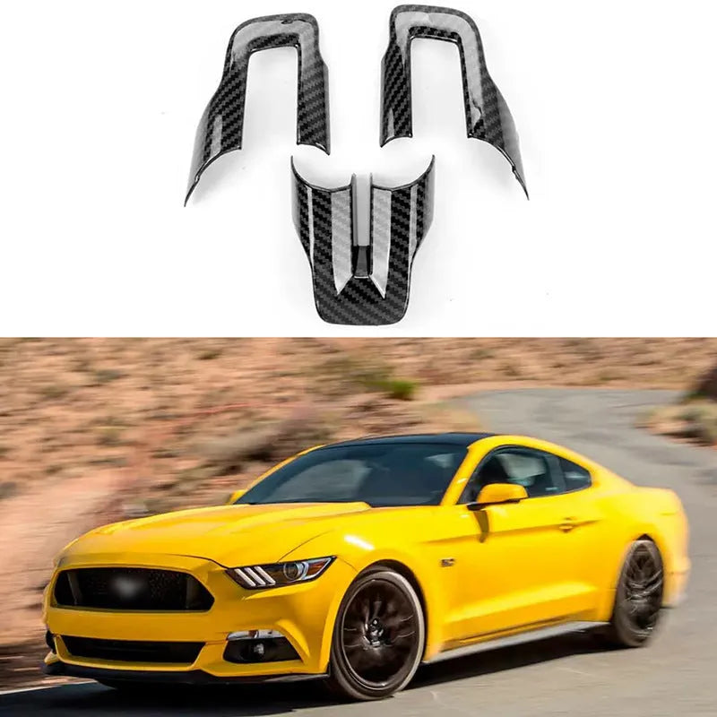 Carbon fibre pattern ABS plastic 3-piece steering wheel trim decoration set for car interior