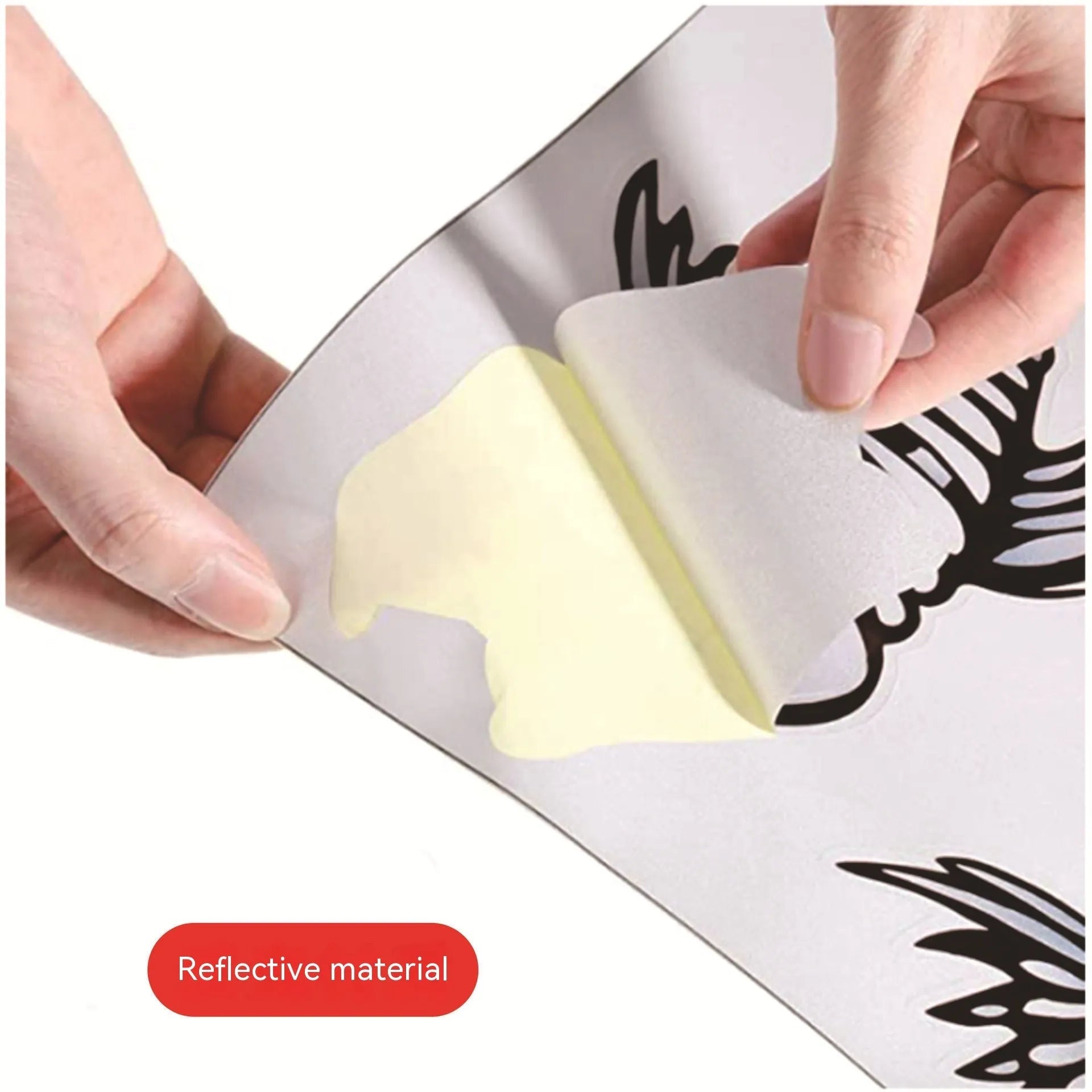Reflective bumper sticker with horror skeleton shark fishing design covering car scratch, available in 15cm 25cm 30cm pairs