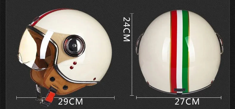 Scrambling motorcycle electric bicycle half helmet with ABS shell in white red and green for men and women sizes M L XL