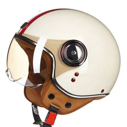 Scrambling motorcycle electric bicycle half helmet with ABS shell in white red and green for men and women sizes M L XL