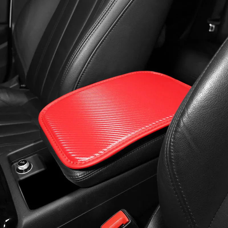 Universal leather car armrest box mat cushion pad for centre console storage in black, khaki, red, white, 29x19cm