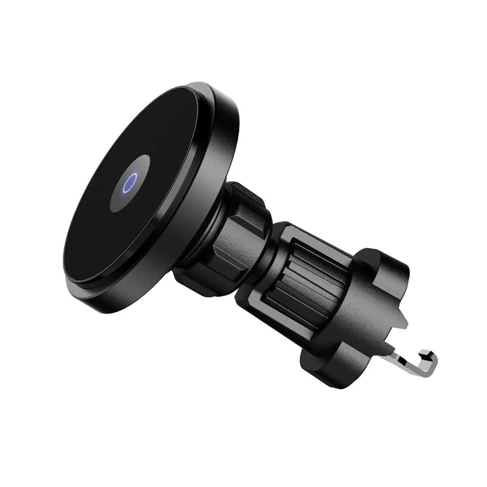 Metal 15W magnetic fast charging car wireless charger air outlet bracket in silver and black colours