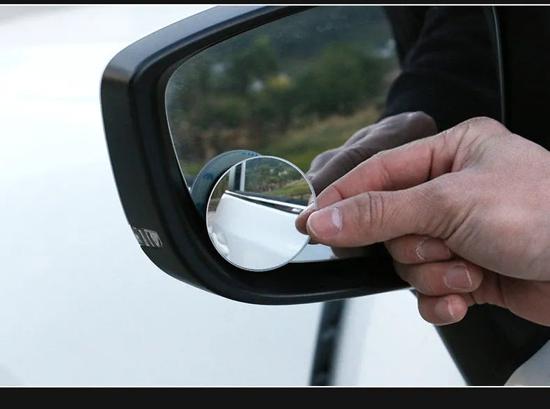 Silver car reflective rearview mirror 5cm 360 degree adjustable blind spot mirror with convex glass surface