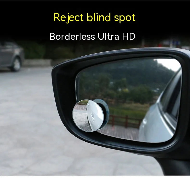 Silver car reflective rearview mirror 5cm 360 degree adjustable blind spot mirror with convex glass surface
