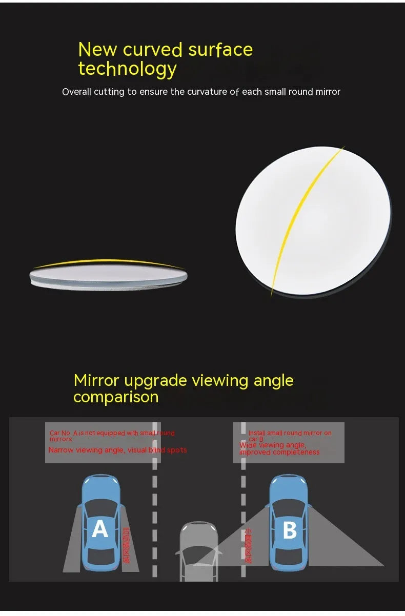 Silver car reflective rearview mirror 5cm 360 degree adjustable blind spot mirror with convex glass surface