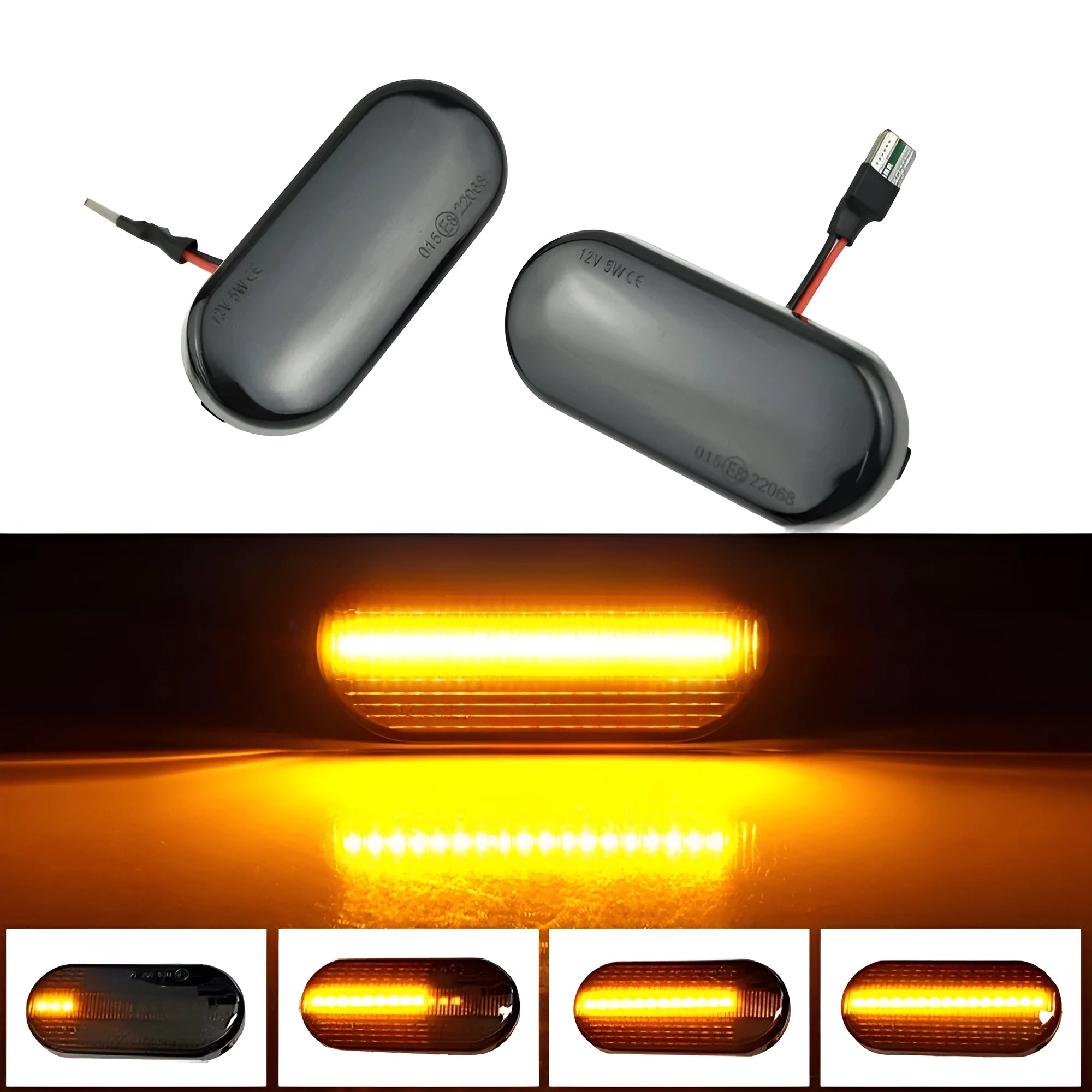Flowing water side turn signal for Skoda Octavia 1U with blackened ABS shell fender lamp