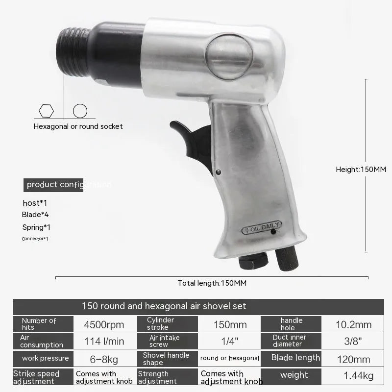 Air hammer tool steel head 150mm pneumatic rust remover brake pad chisel