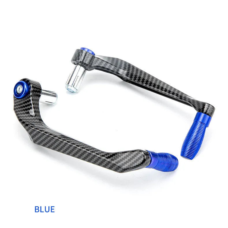 Pair of aluminium alloy motorcycle hand guards in black with water transfer printing finish on handlebars