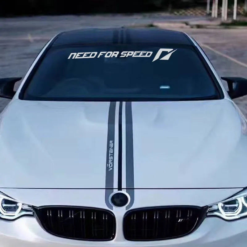 Need For Speed car sticker on windshield white colour 55cm long horizontal placement