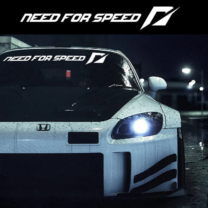 Need For Speed car sticker on windshield white colour 55cm long horizontal placement