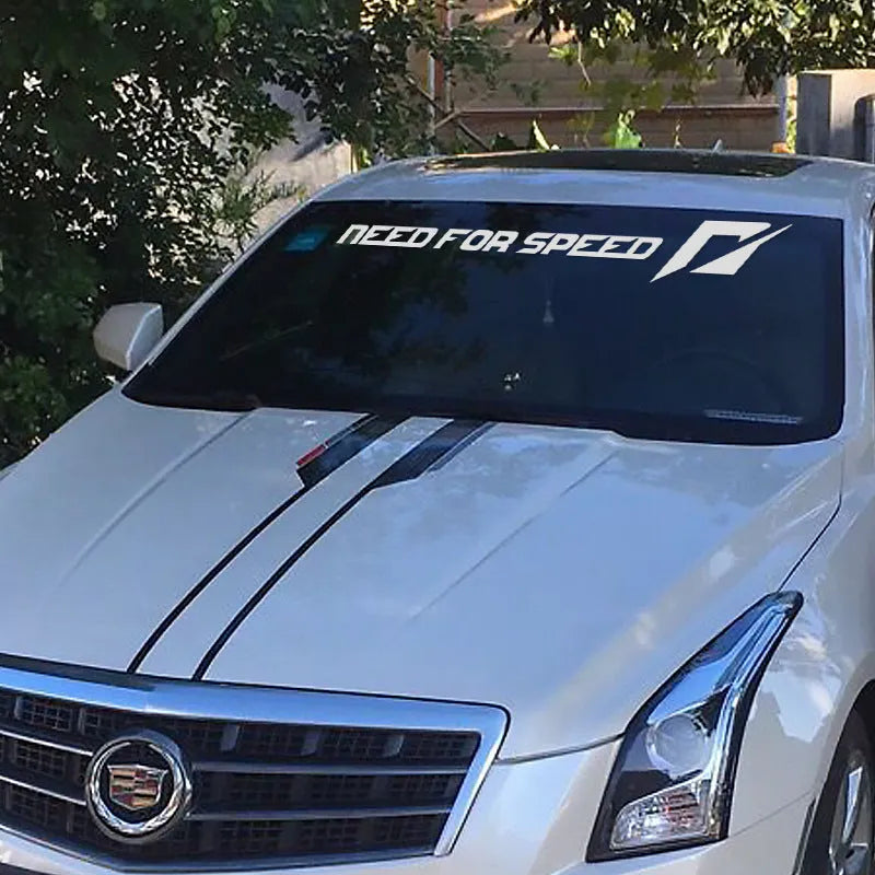 Need For Speed car sticker on windshield white colour 55cm long horizontal placement