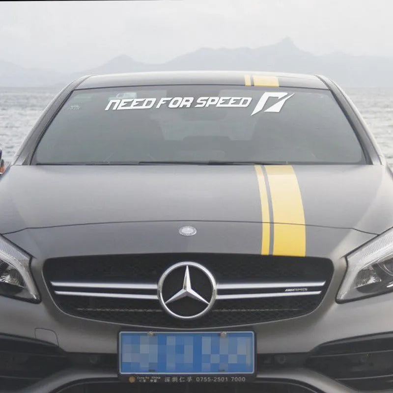 Need For Speed car sticker on windshield white colour 55cm long horizontal placement