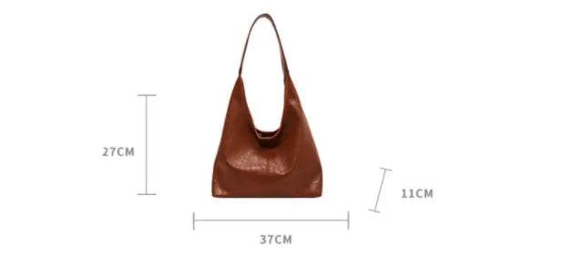 Casual soft leather shoulder bag with large capacity in street trend style