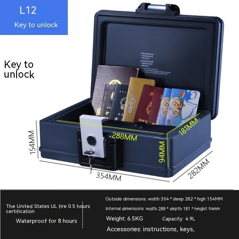 Portable small steel safe box with mechanical combination lock for valuables storage