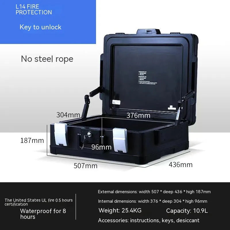 Portable small steel safe box with mechanical combination lock for valuables storage