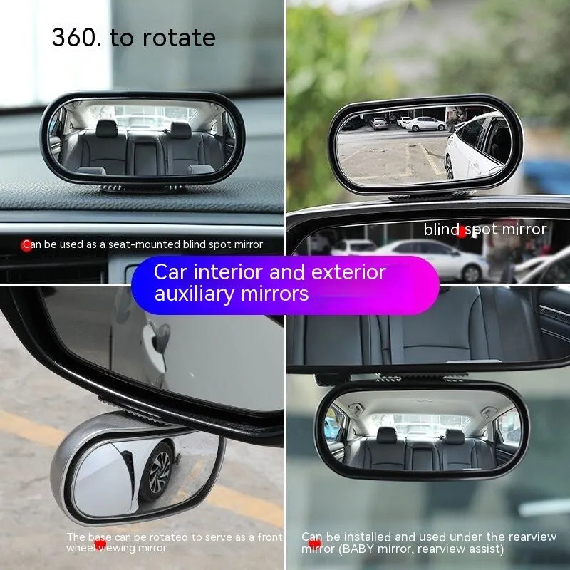 360-degree rotation car rearview mirror with ABS glass and black ABS shell, universal fit sucker mount