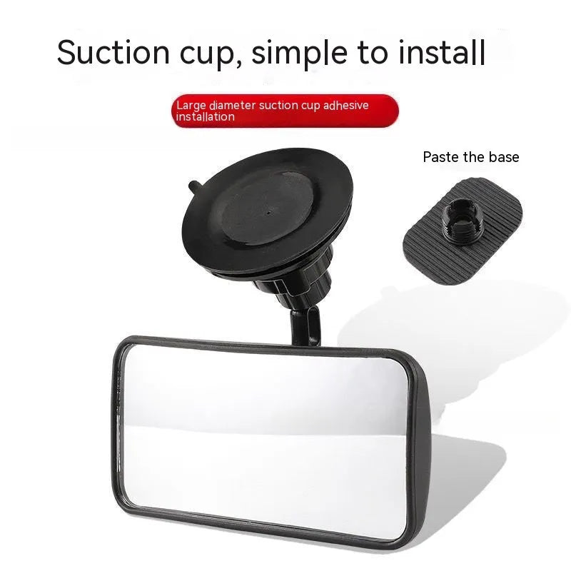 360-degree rotation car rearview mirror with ABS glass and black ABS shell, universal fit sucker mount