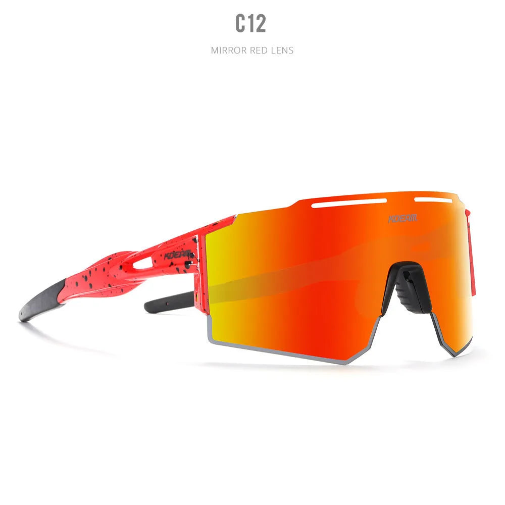 Polarized cycling sunglasses with ultralight TR90 frameless frame, windproof design, available in multiple colours