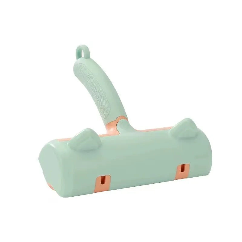 Cat hair removal brush in mint green ordinary style on neutral background, 20x19.5x7cm PP construction