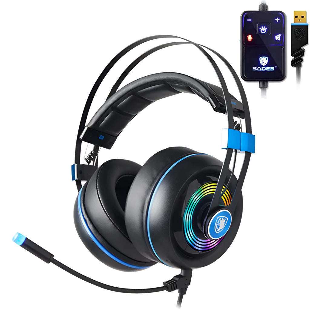 Black wired USB headset with microphone and wire controller for PC computers
