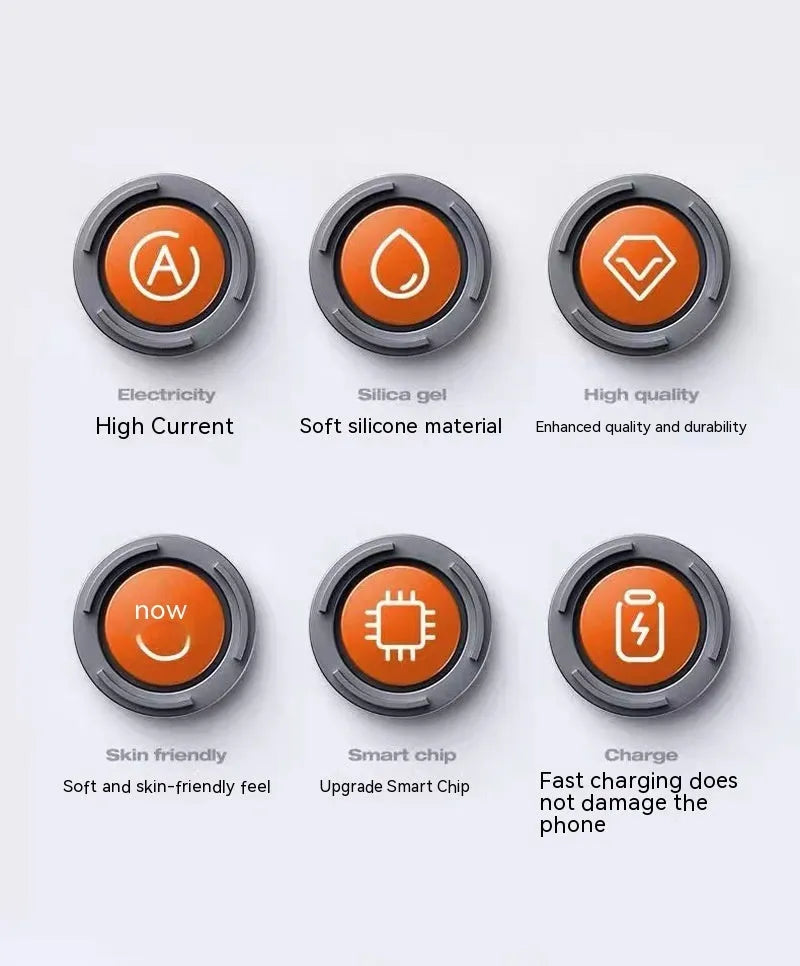 Zinc alloy rotating three-in-one data cable with light for Mini USB Lightning and TYPE-C, orange red colour