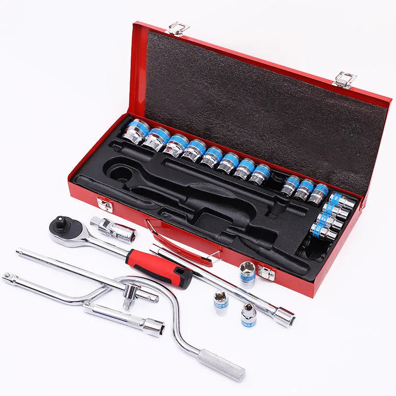 24-piece curved bow chrome vanadium steel car repair wrench socket combination set