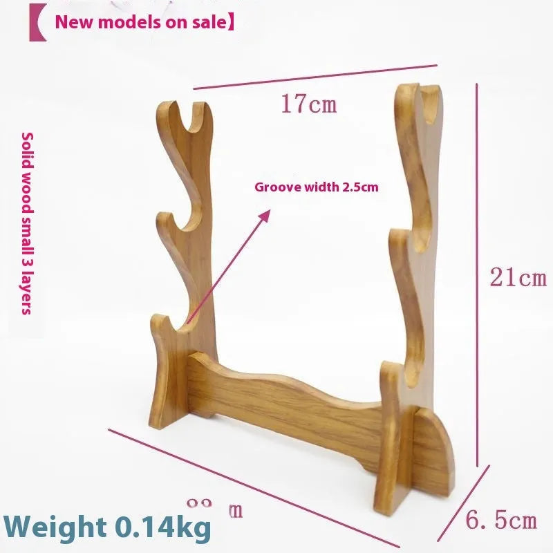 Handmade Chinese style wooden bracket shelf with multiple layer options on a wall.