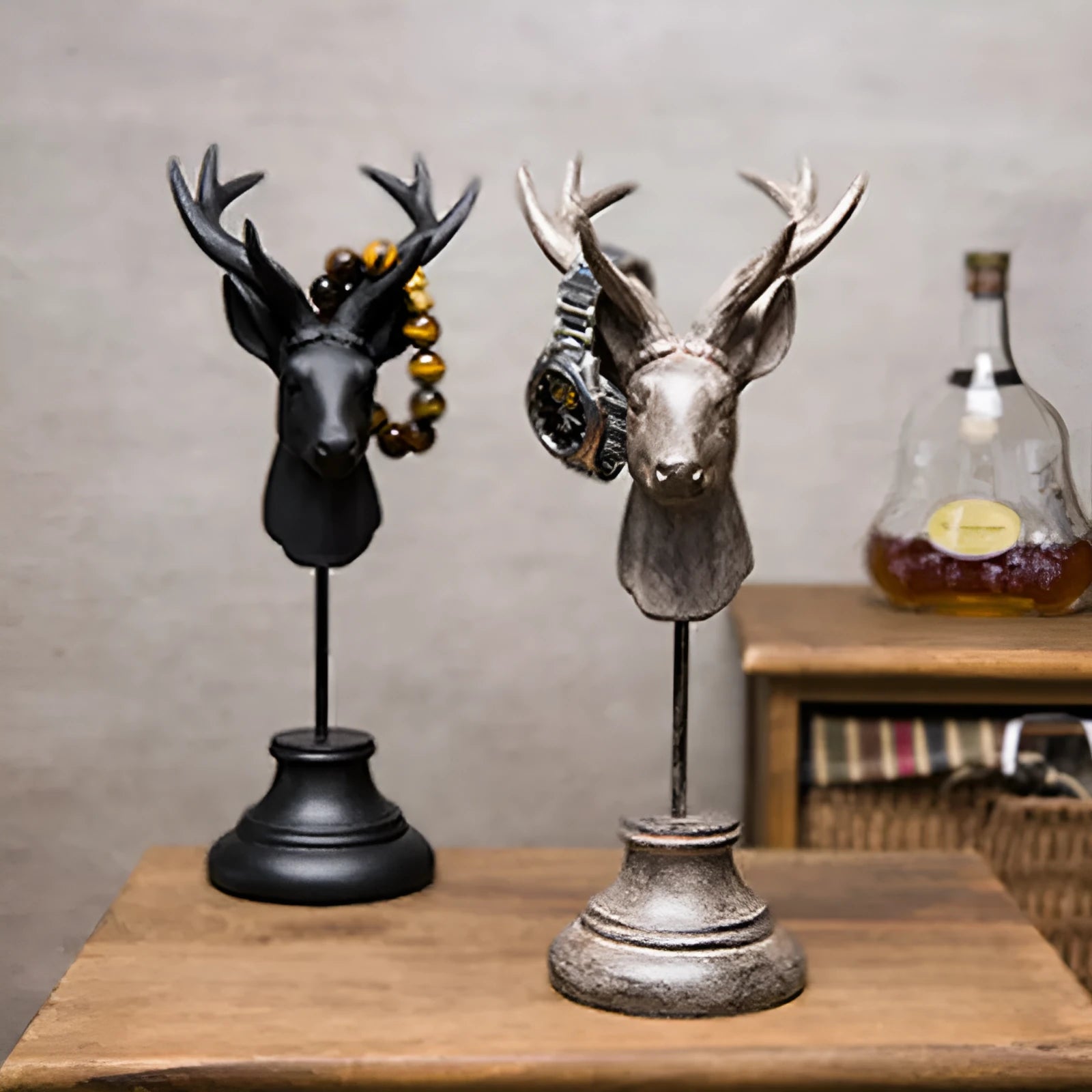 Natural resin animal sculpture home decoration in wood colour 32cm tall
