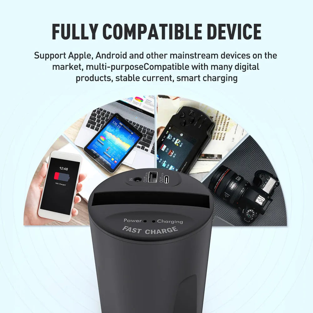 X9 car wireless charging cup in black with LED indicator and QI charging pad