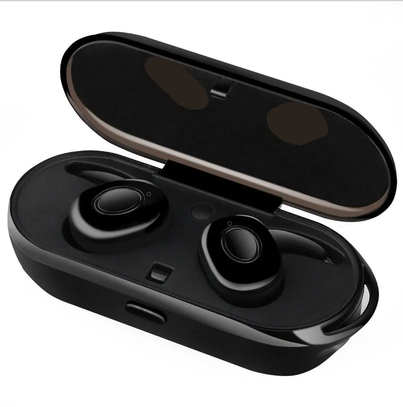 Wireless Bluetooth earbuds noise reduction HiFi stereo mini in-ear sports headphones, black colour