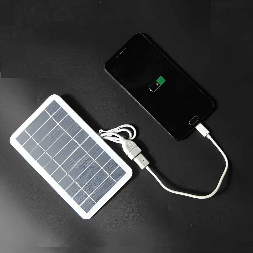 2W 5V portable solar panel charger with USB output, 157x94mm size, polycrystalline silicon and EVA lamination