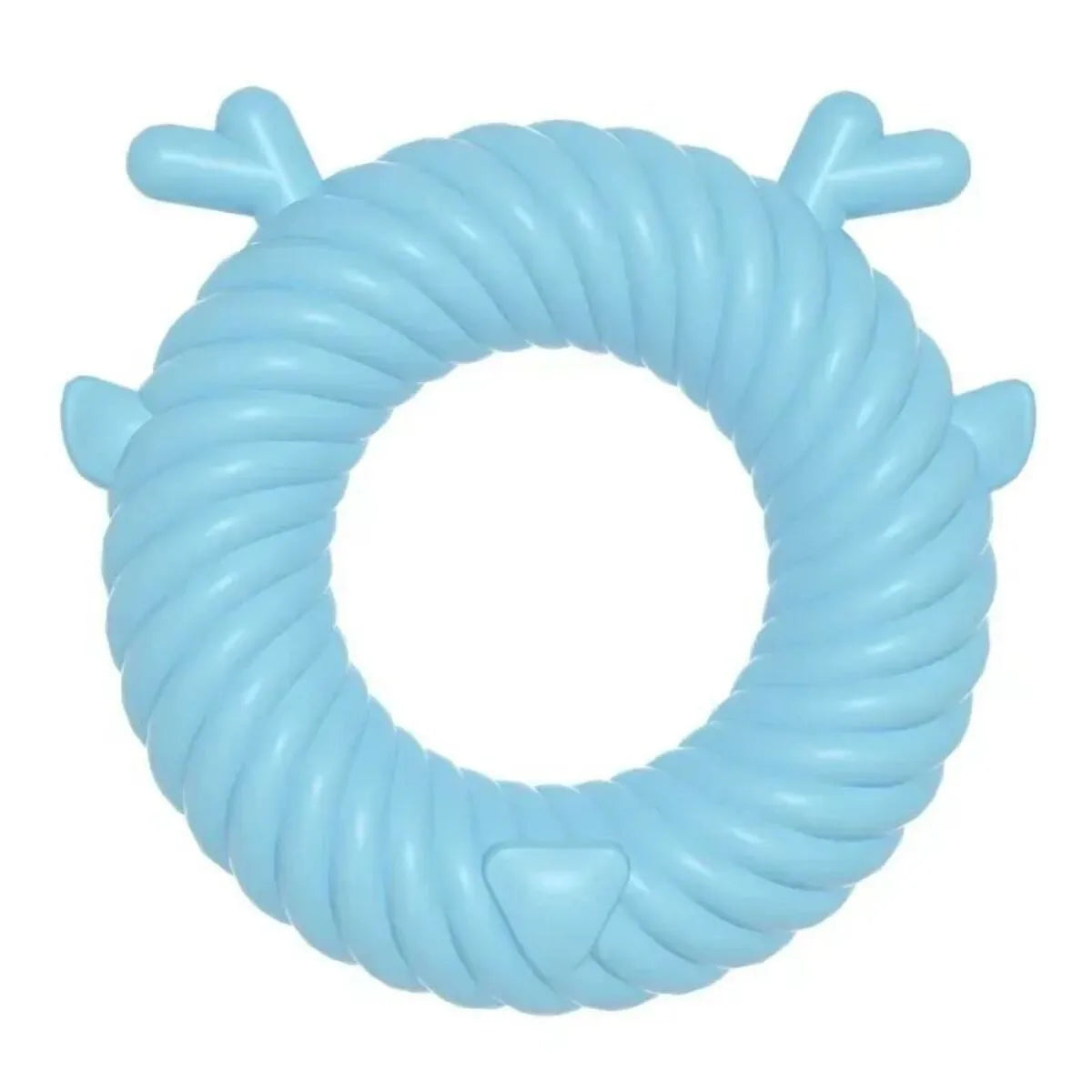 TPR dog chew toy in Light Sky Blue, 130g, 12.5x13cm, with spiral groove design for teeth cleaning
