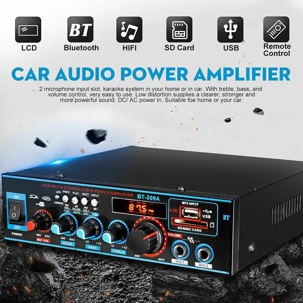 BT-309A-A black iron case Bluetooth recording amplifier with remote control
