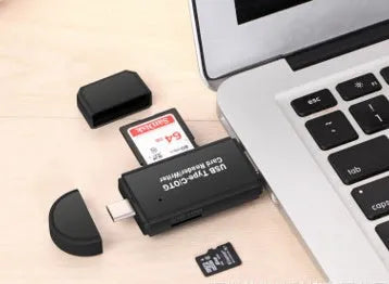 USB 3.0 card reader for SD and TF memory cards, black, Type-C interface, 29g