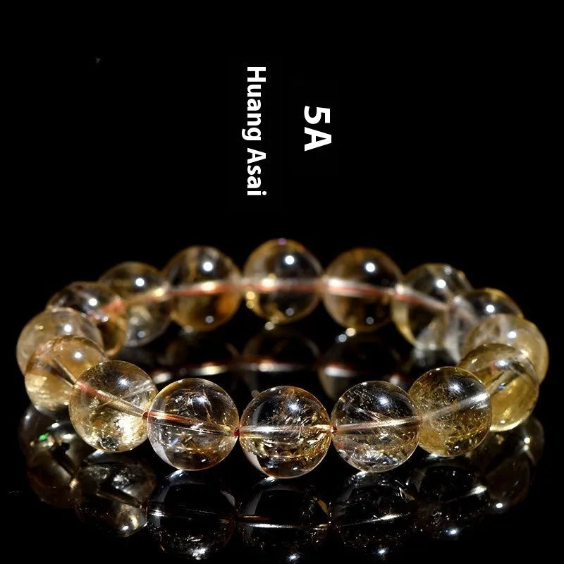 Natural yellow citrine bracelet with geometric beads in various size options from 4mm to 20.8mm diameters